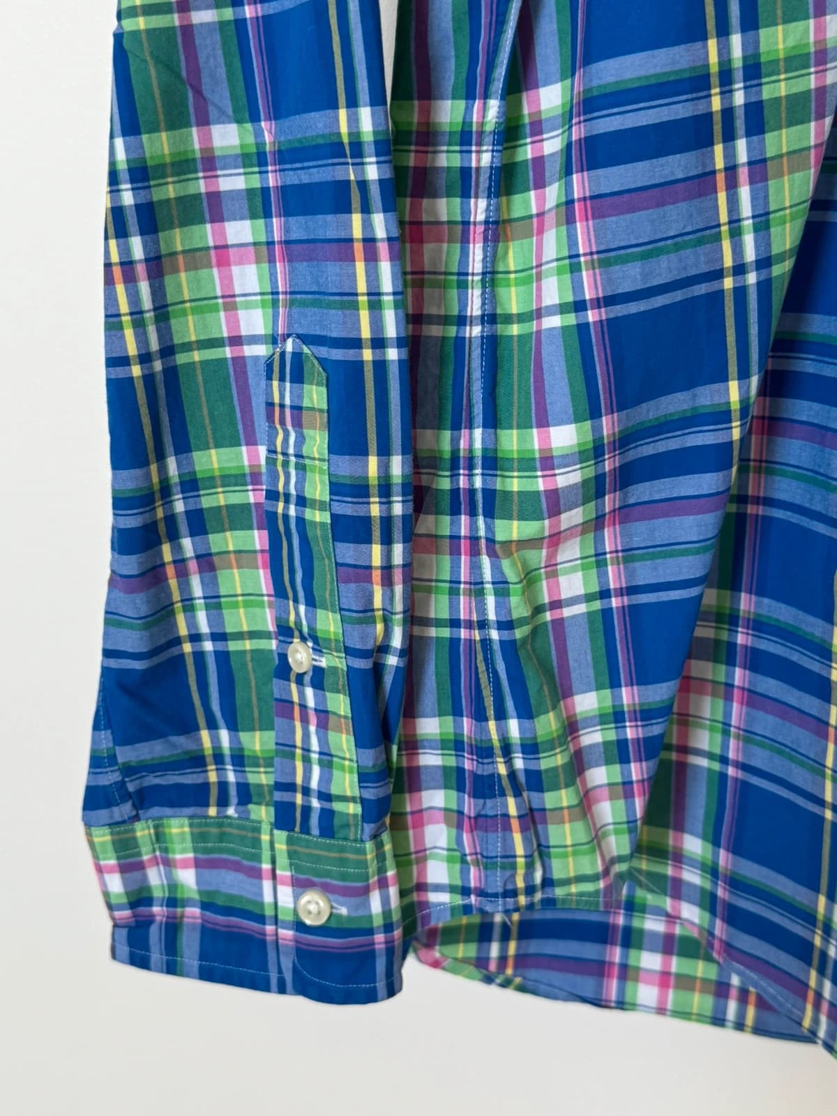 Marškiniai Polo Ralph Lauren languoti daugiaspalviai mėlyni žali rožiniai, rožinis Pony logotipas, dydis S - SK260670 – nuotrauka 7/9