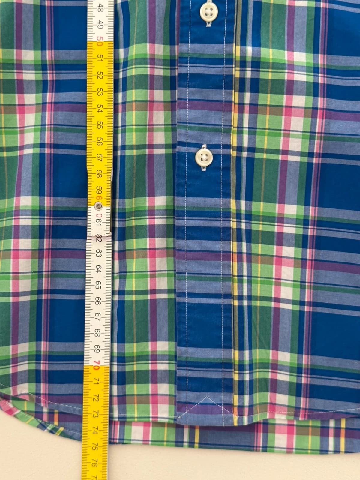 Marškiniai Polo Ralph Lauren languoti daugiaspalviai mėlyni žali rožiniai, rožinis Pony logotipas, dydis S - SK260670 – nuotrauka 9/9