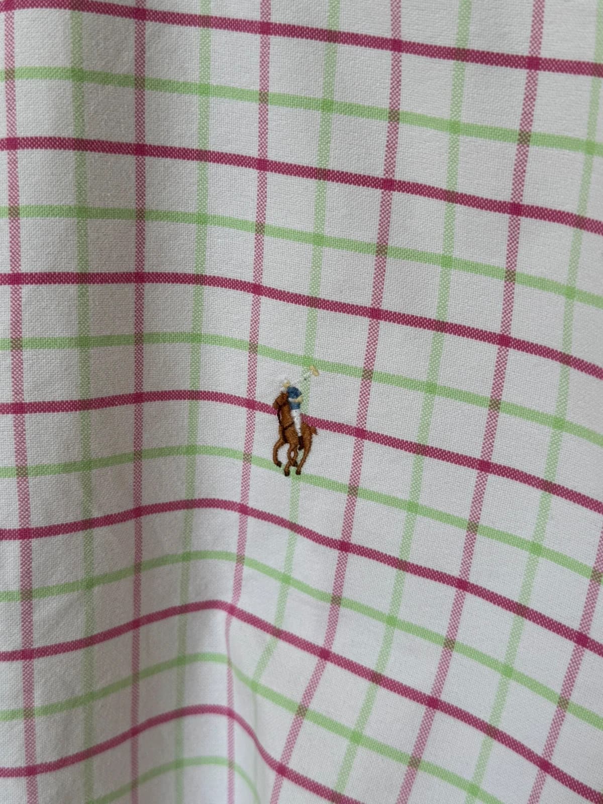 Ralph Lauren Classic Fit balti marškiniai su rožinės ir žalios spalvos langeliais, premium logotipu, dydis XL - SK26069 – nuotrauka 4/8