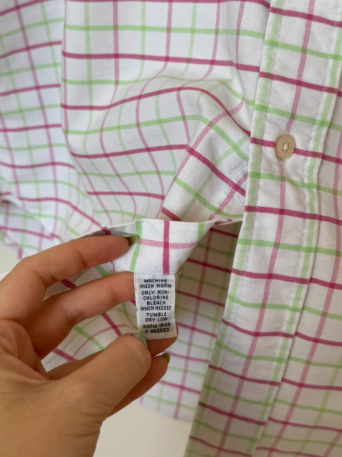 Ralph Lauren Classic Fit balti marškiniai su rožinės ir žalios spalvos langeliais, premium logotipu, dydis XL - SK26069 – nuotrauka 6/8