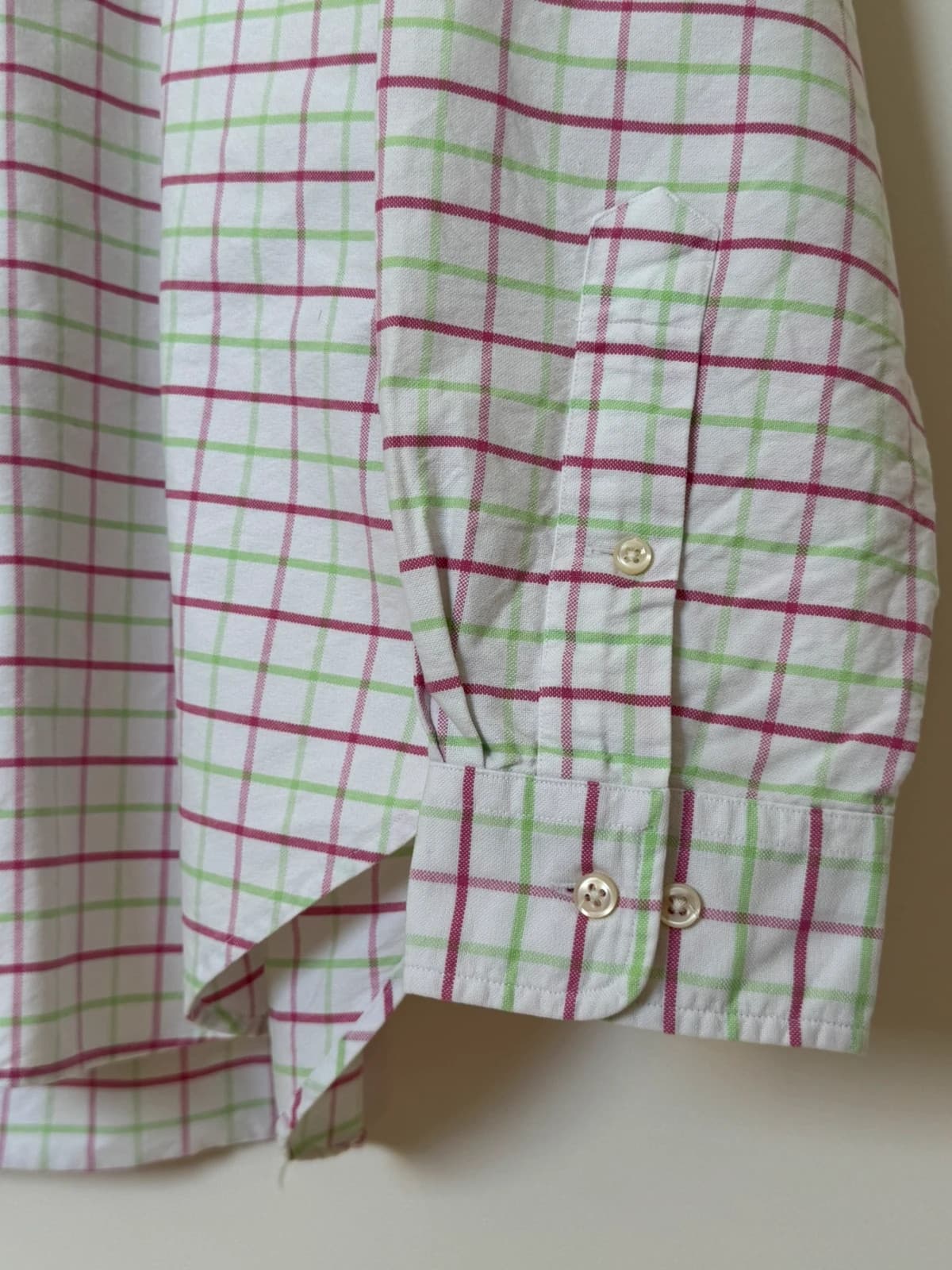 Ralph Lauren Classic Fit balti marškiniai su rožinės ir žalios spalvos langeliais, premium logotipu, dydis XL - SK26069 – nuotrauka 5/8