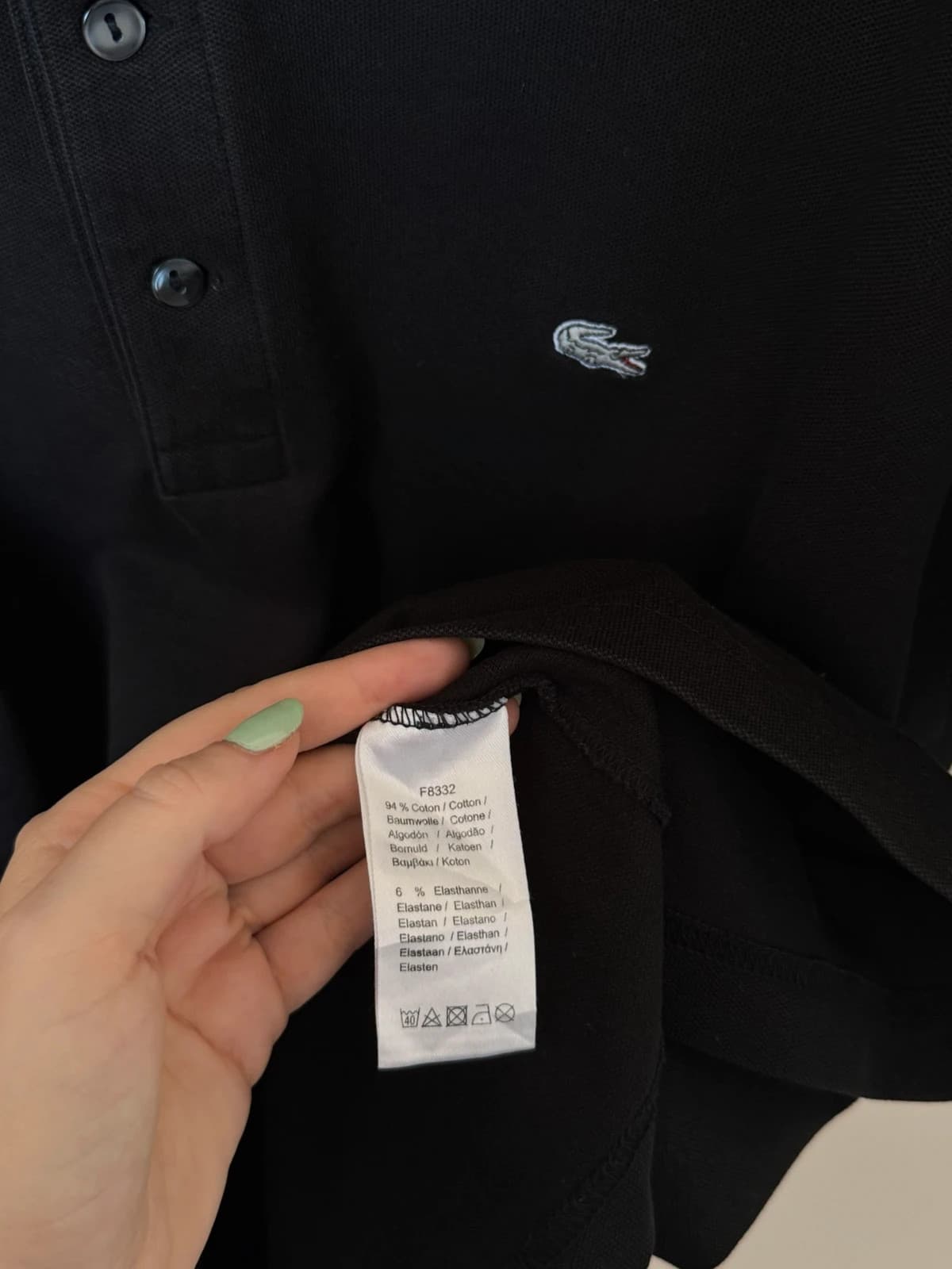 Lacoste siauro kirpimo polo piké juodas su pilku logotipu, dydis 6/XL - SK260652 – nuotrauka 6/9