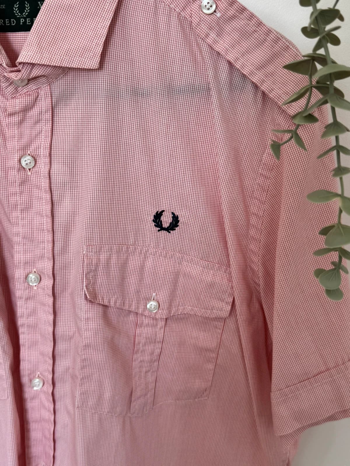 Chemise safari Fred Perry rose/rouge micro carreaux taille XL - SK260668 - Photo 4/10