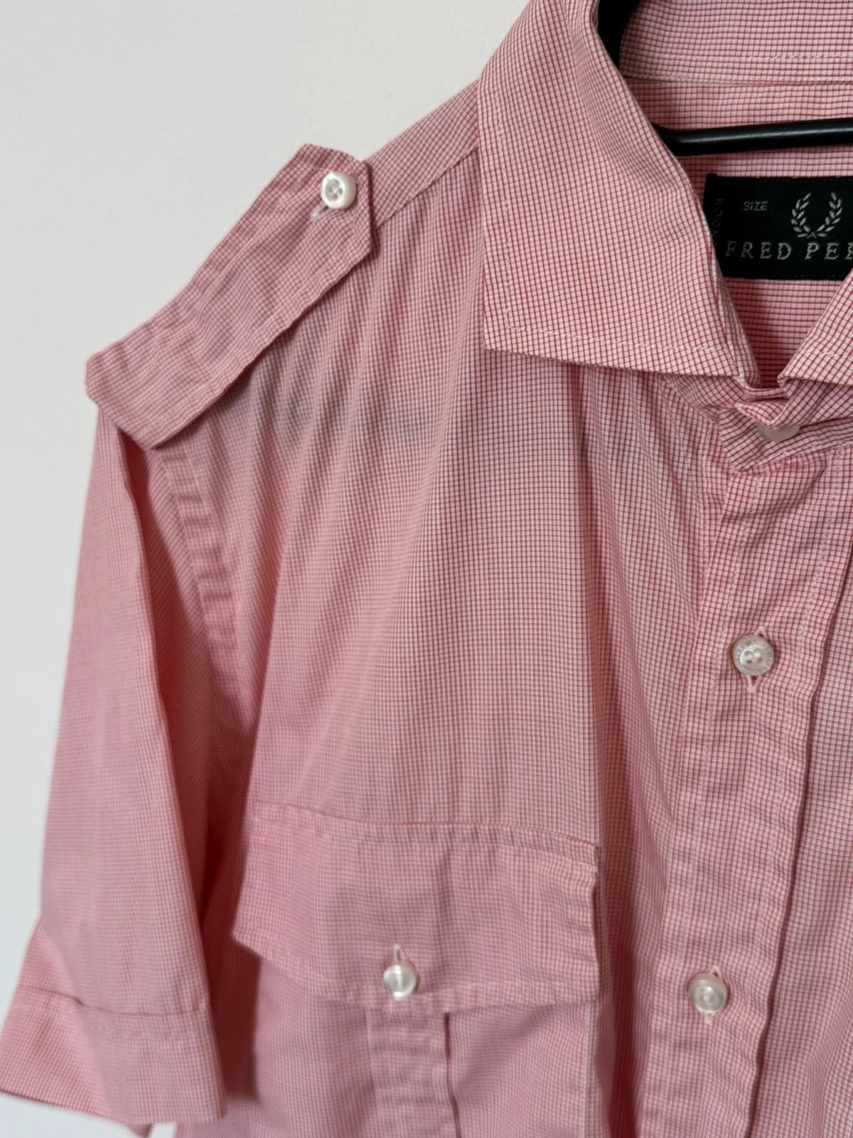 Chemise safari Fred Perry rose/rouge micro carreaux taille XL - SK260668 - Photo 5/10