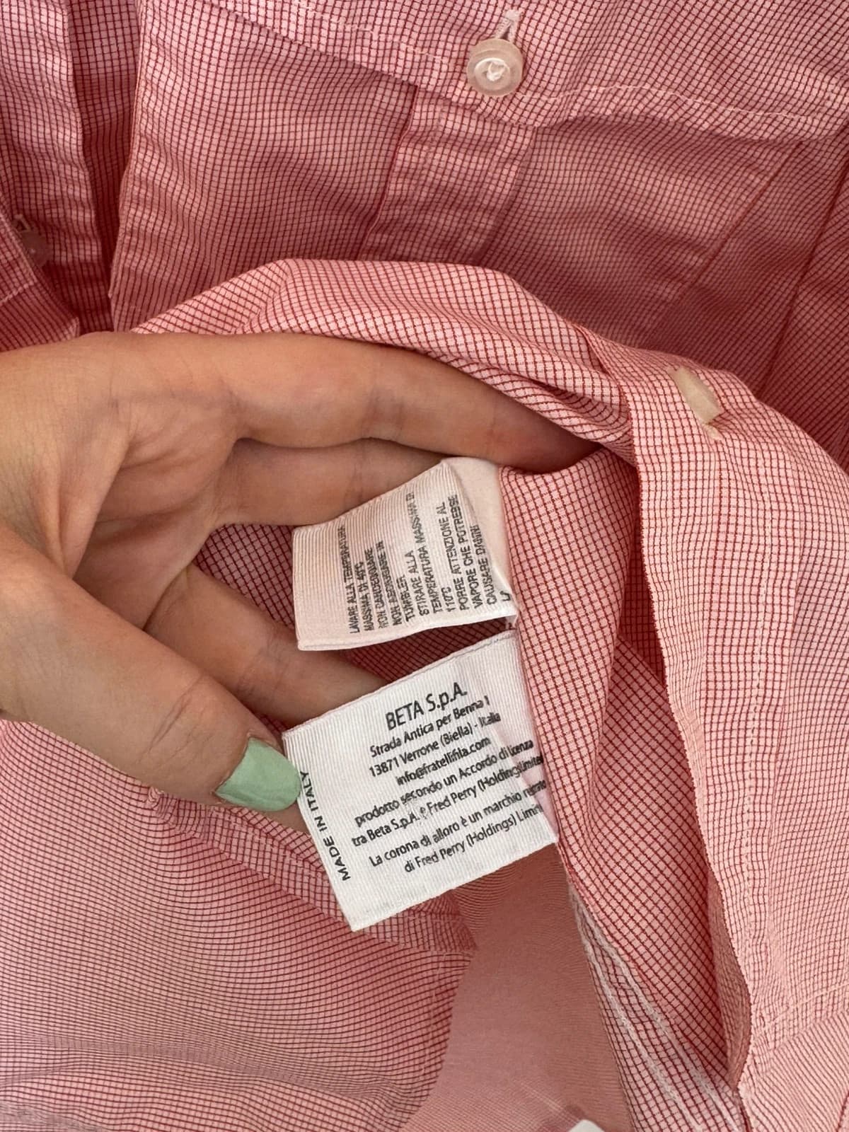 Chemise safari Fred Perry rose/rouge micro carreaux taille XL - SK260668 - Photo 7/10