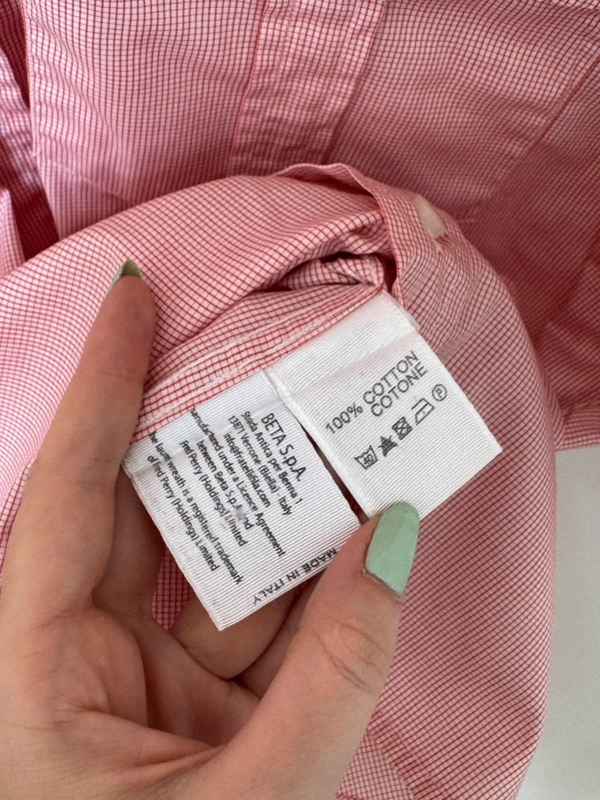 Chemise safari Fred Perry rose/rouge micro carreaux taille XL - SK260668 - Photo 8/10