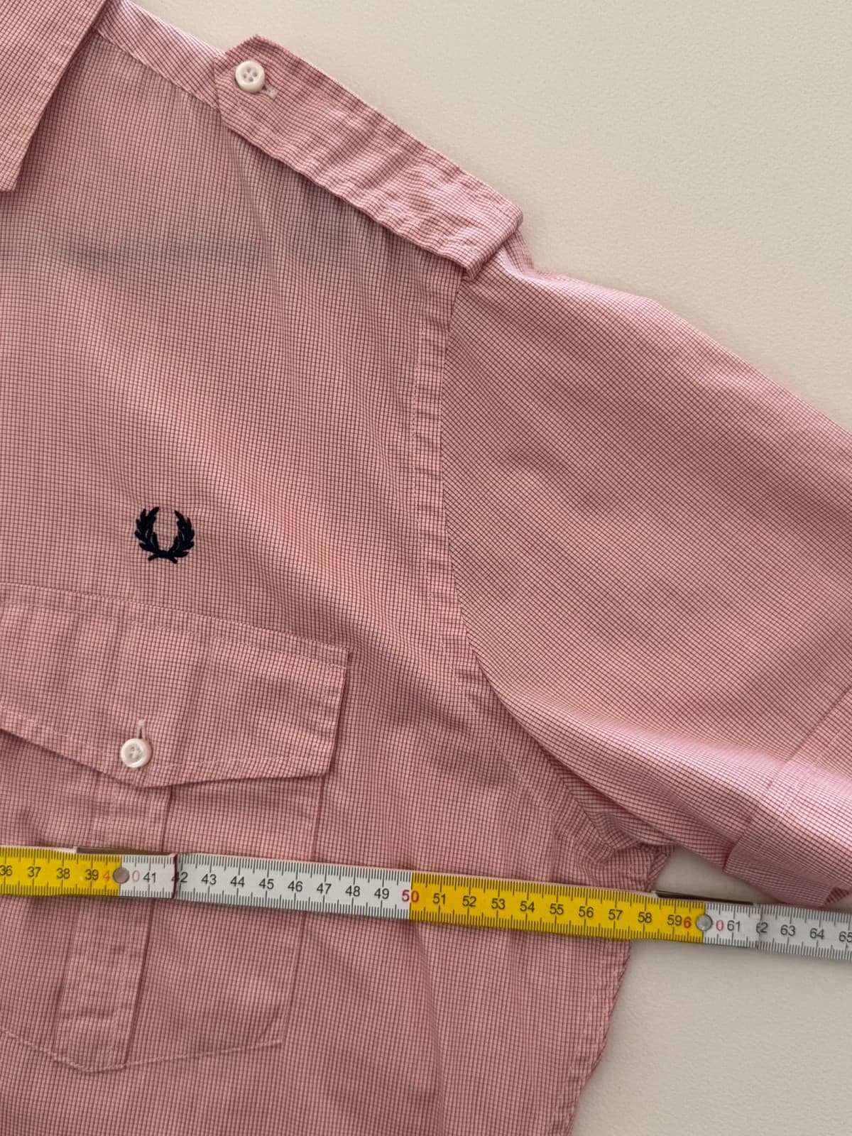 Chemise safari Fred Perry rose/rouge micro carreaux taille XL - SK260668 - Photo 9/10