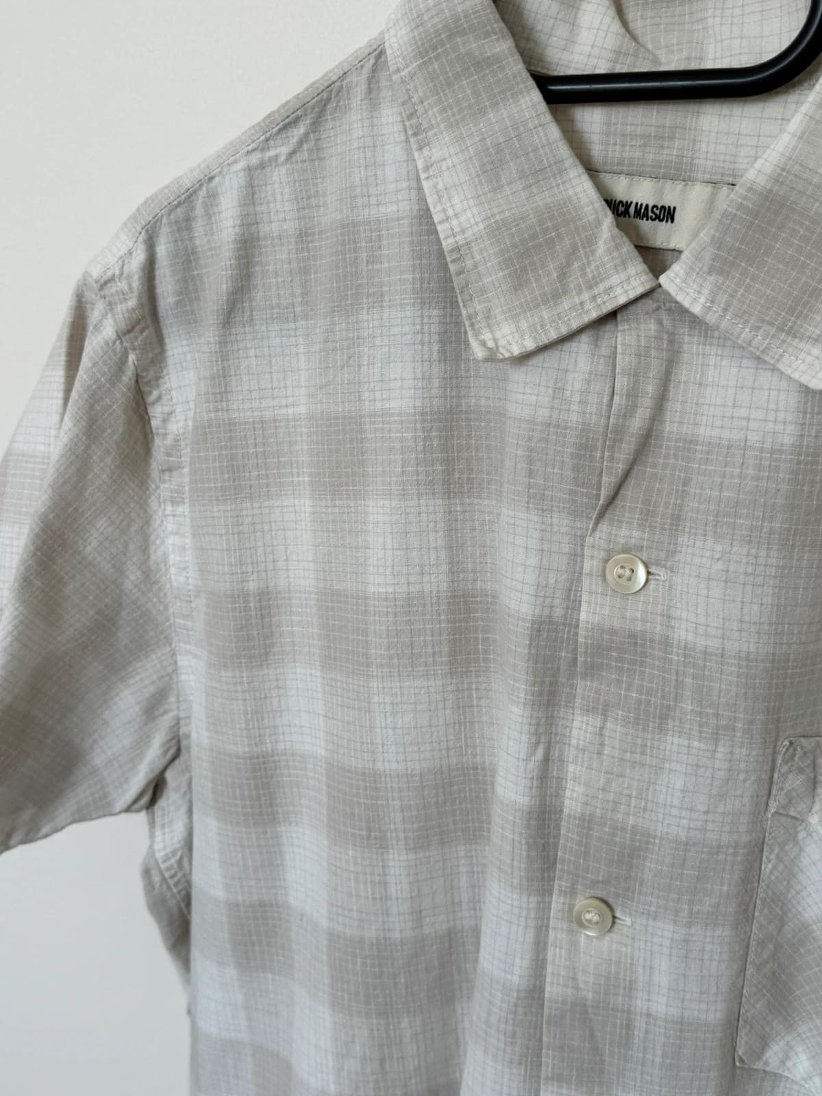 Chemise manches courtes Buck Mason lin coton carreaux beige taille M - SK260678 - Photo 4/9