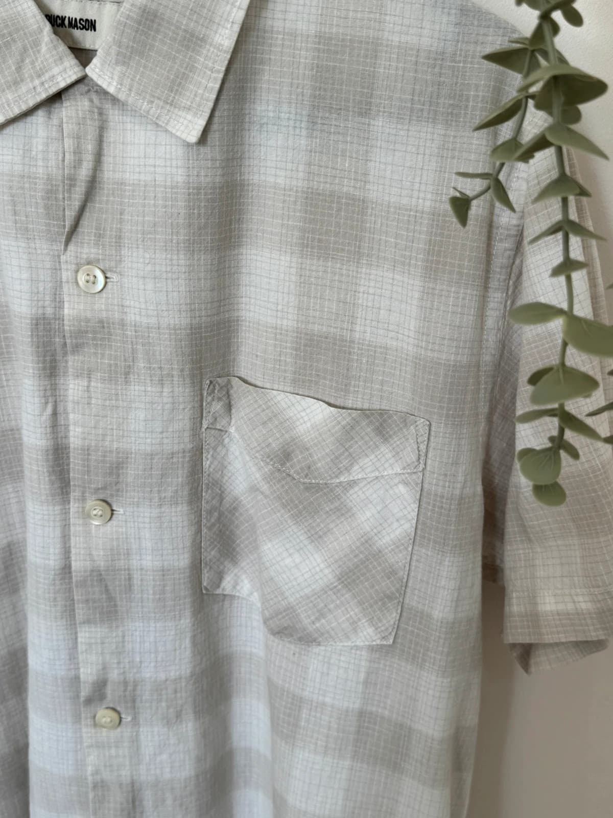 Chemise manches courtes Buck Mason lin coton carreaux beige taille M - SK260678 - Photo 5/9