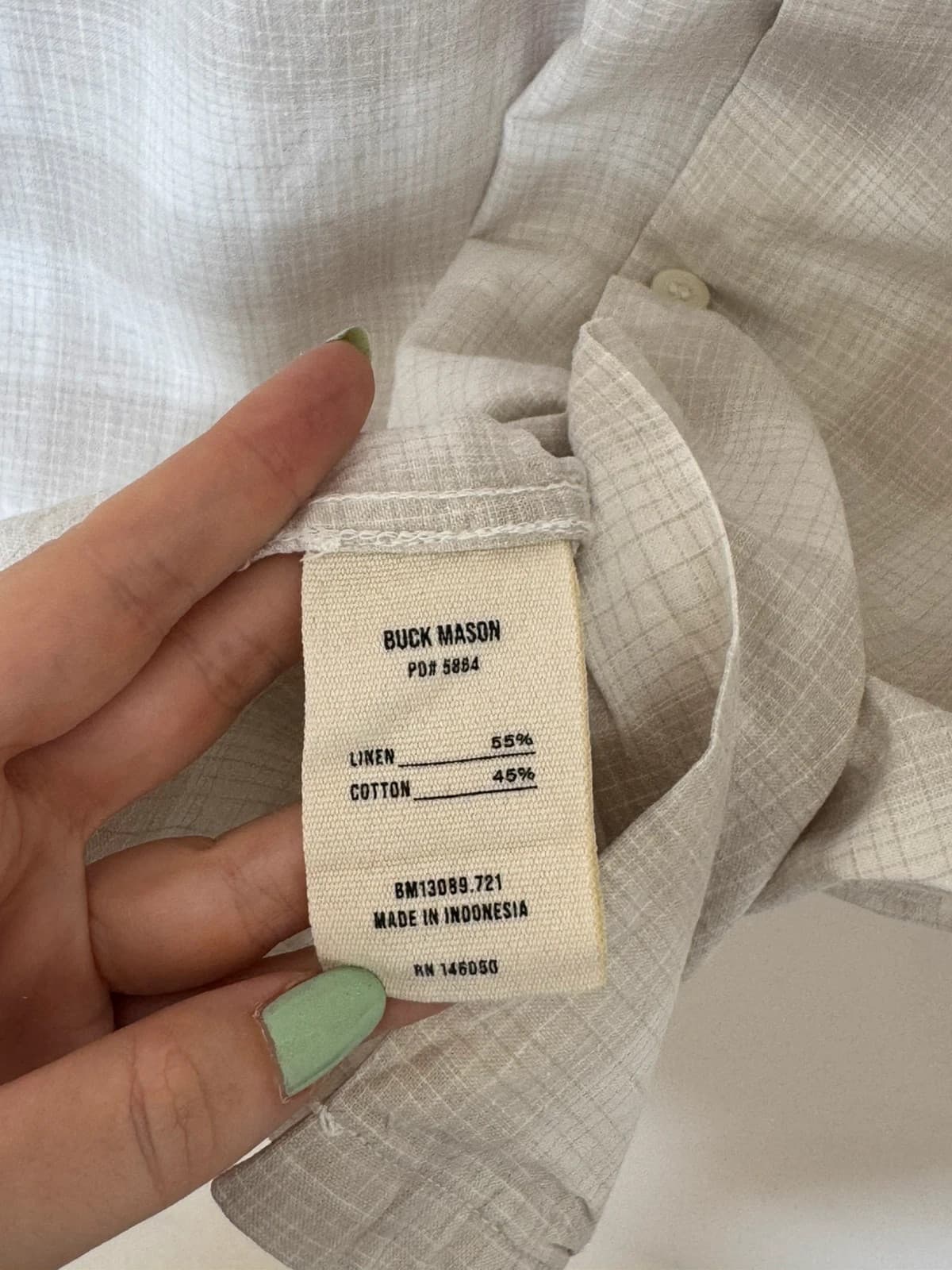 Chemise manches courtes Buck Mason lin coton carreaux beige taille M - SK260678 - Photo 7/9