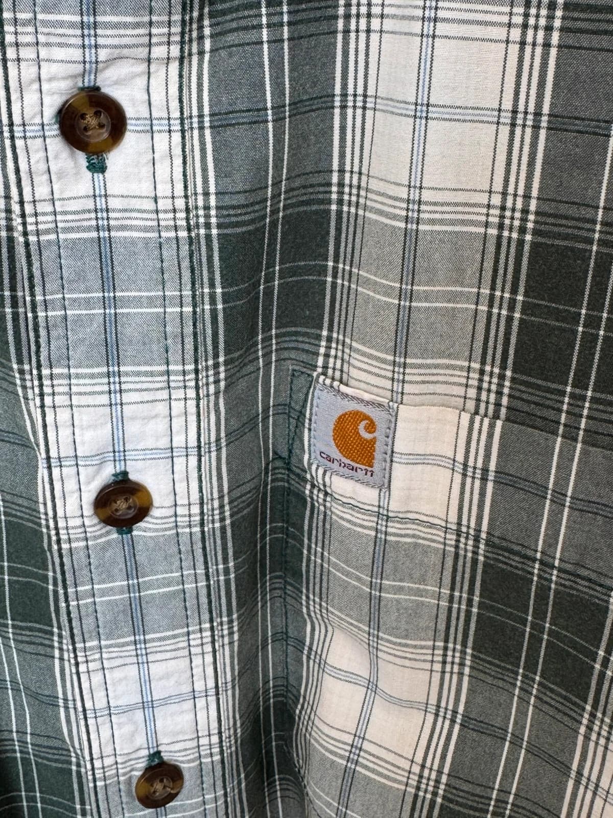 Chemise manches courtes Carhartt slim fit carreaux vert gris blanc taille M - SK260674 - Photo 4/8