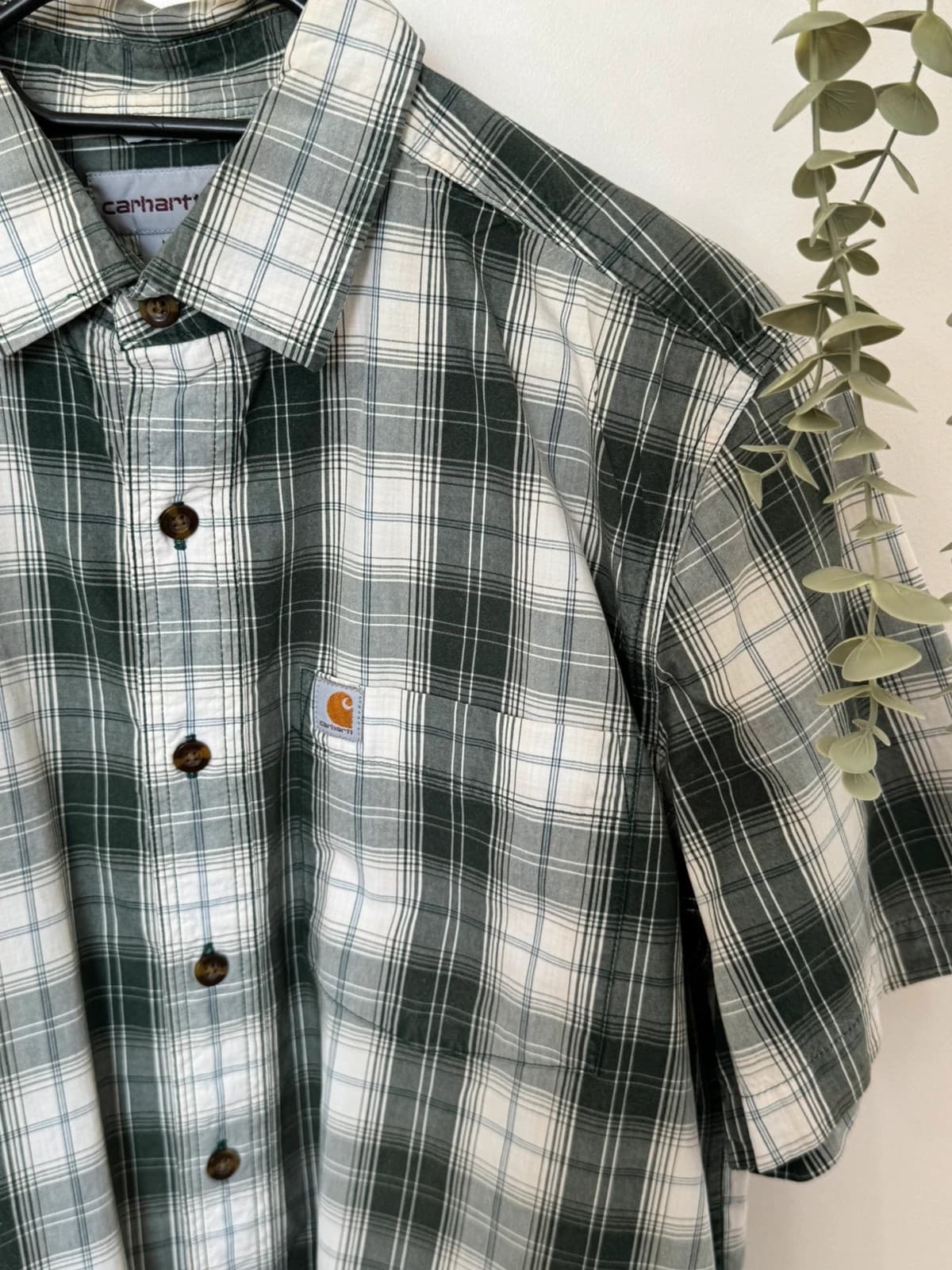 Chemise manches courtes Carhartt slim fit carreaux vert gris blanc taille M - SK260674 - Photo 5/8