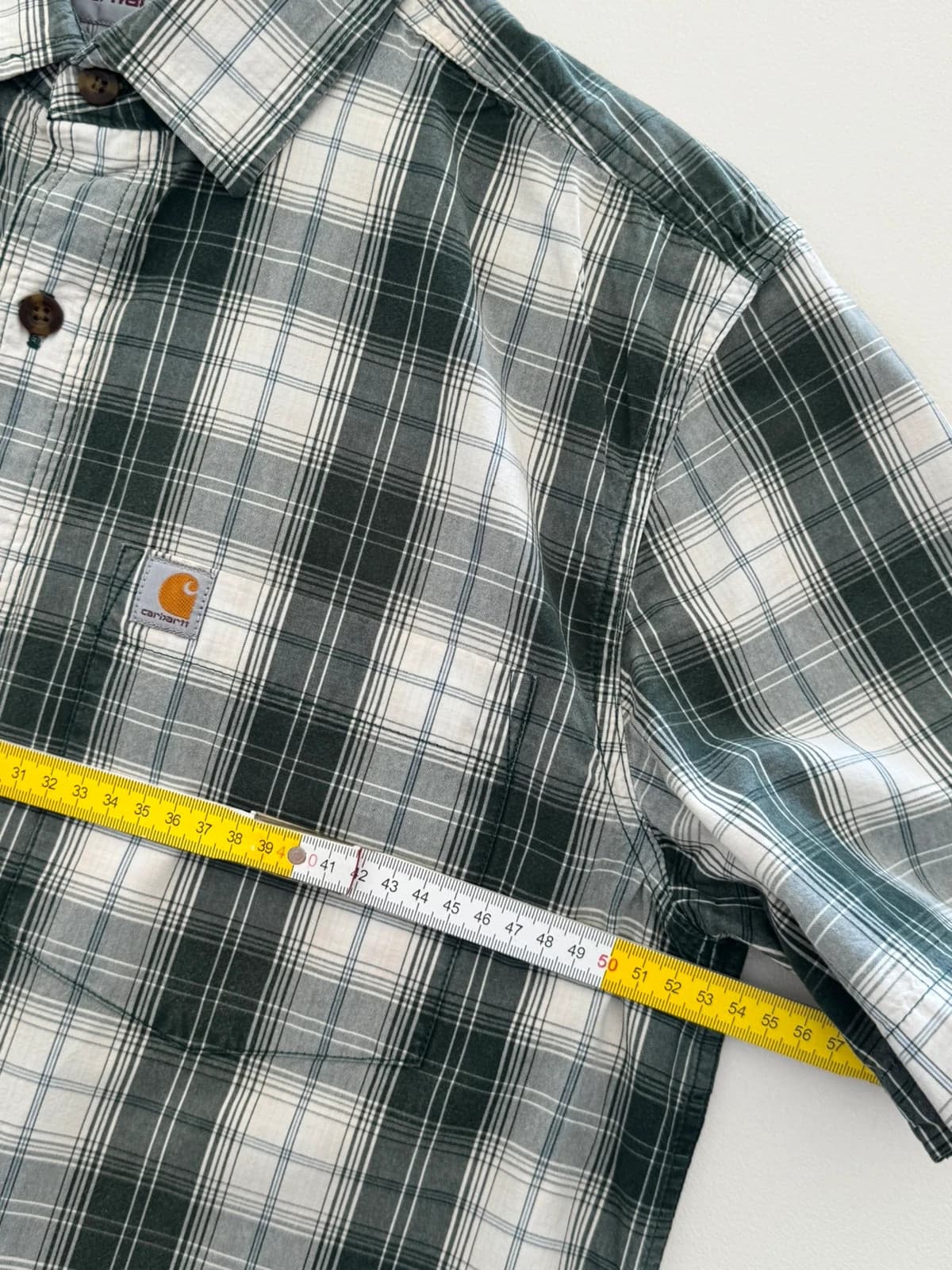 Chemise manches courtes Carhartt slim fit carreaux vert gris blanc taille M - SK260674 - Photo 7/8