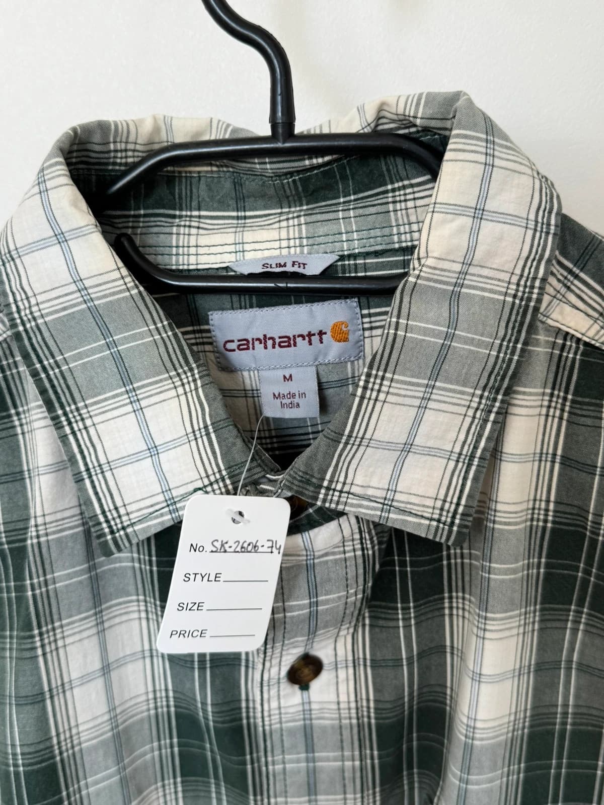 Chemise manches courtes Carhartt slim fit carreaux vert gris blanc taille M - SK260674 - Photo 3/8