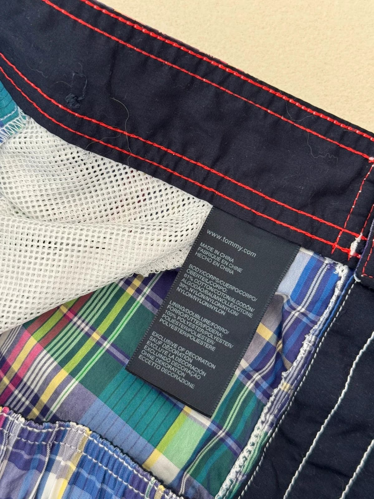 Short de bain Tommy Hilfiger à carreaux bleu violet taille 34/L - PP2603206 - Photo 5/12