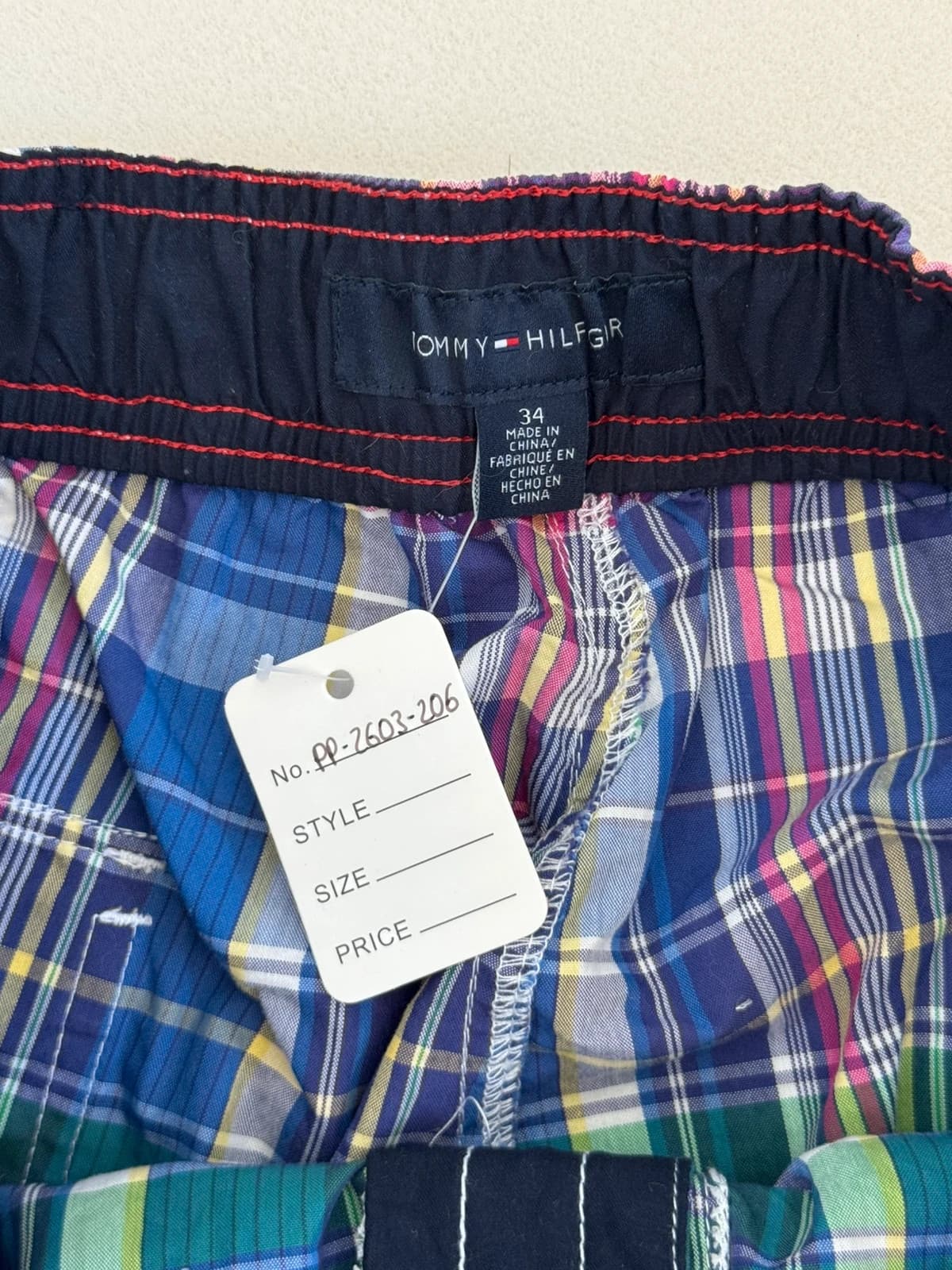 Short de bain Tommy Hilfiger à carreaux bleu violet taille 34/L - PP2603206 - Photo 4/12