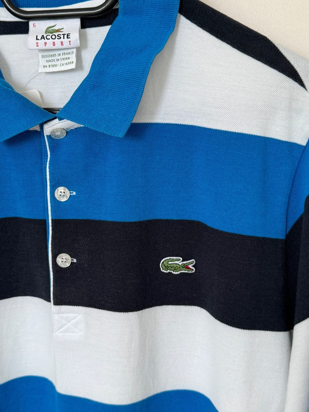 Πικέ πόλο Lacoste Sport ριγέ μπλε λευκό μαύρο, μέγεθος 5/L - PP2603289 - Φωτογραφία 3/9