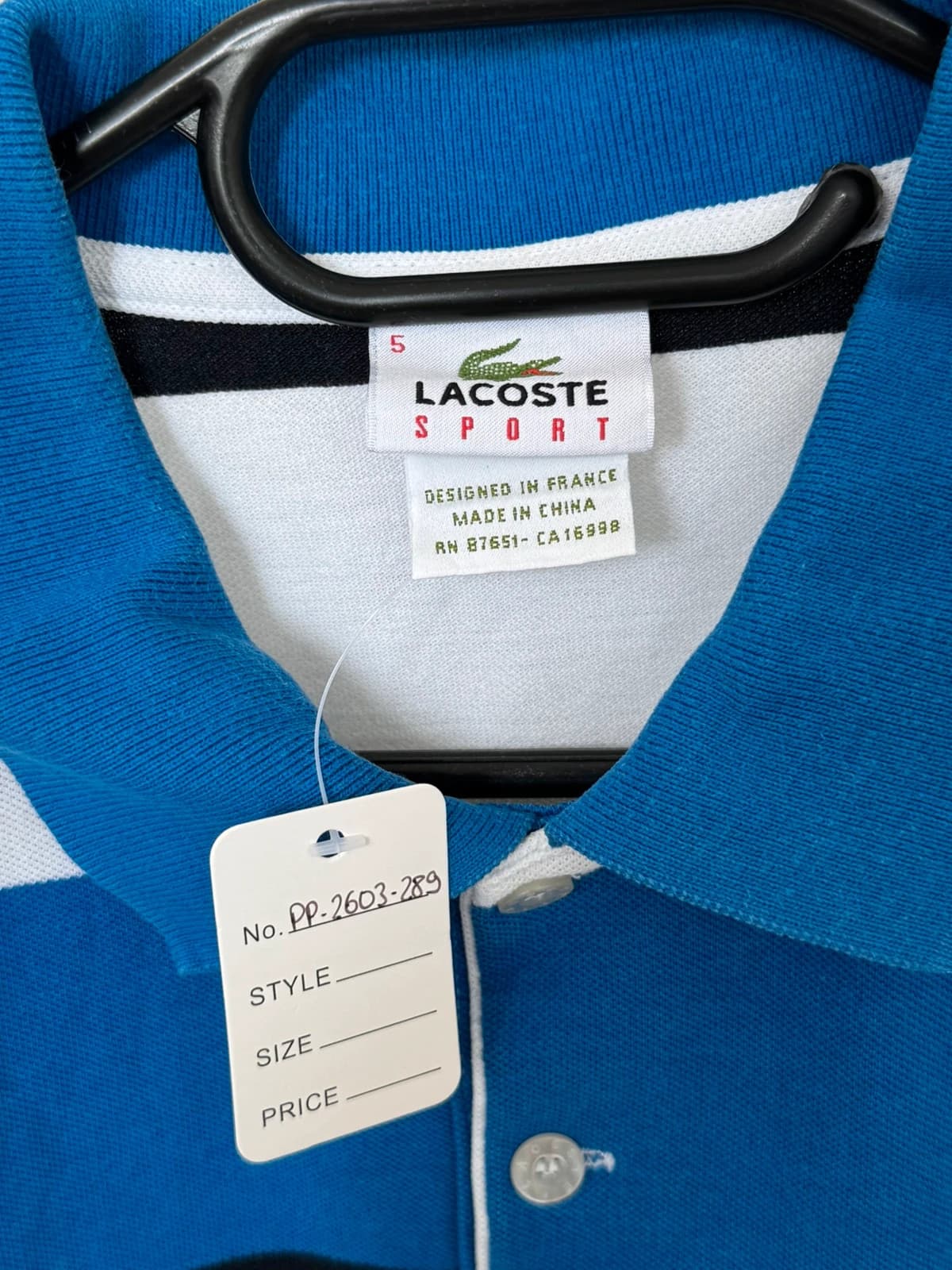 Πικέ πόλο Lacoste Sport ριγέ μπλε λευκό μαύρο, μέγεθος 5/L - PP2603289 - Φωτογραφία 4/9