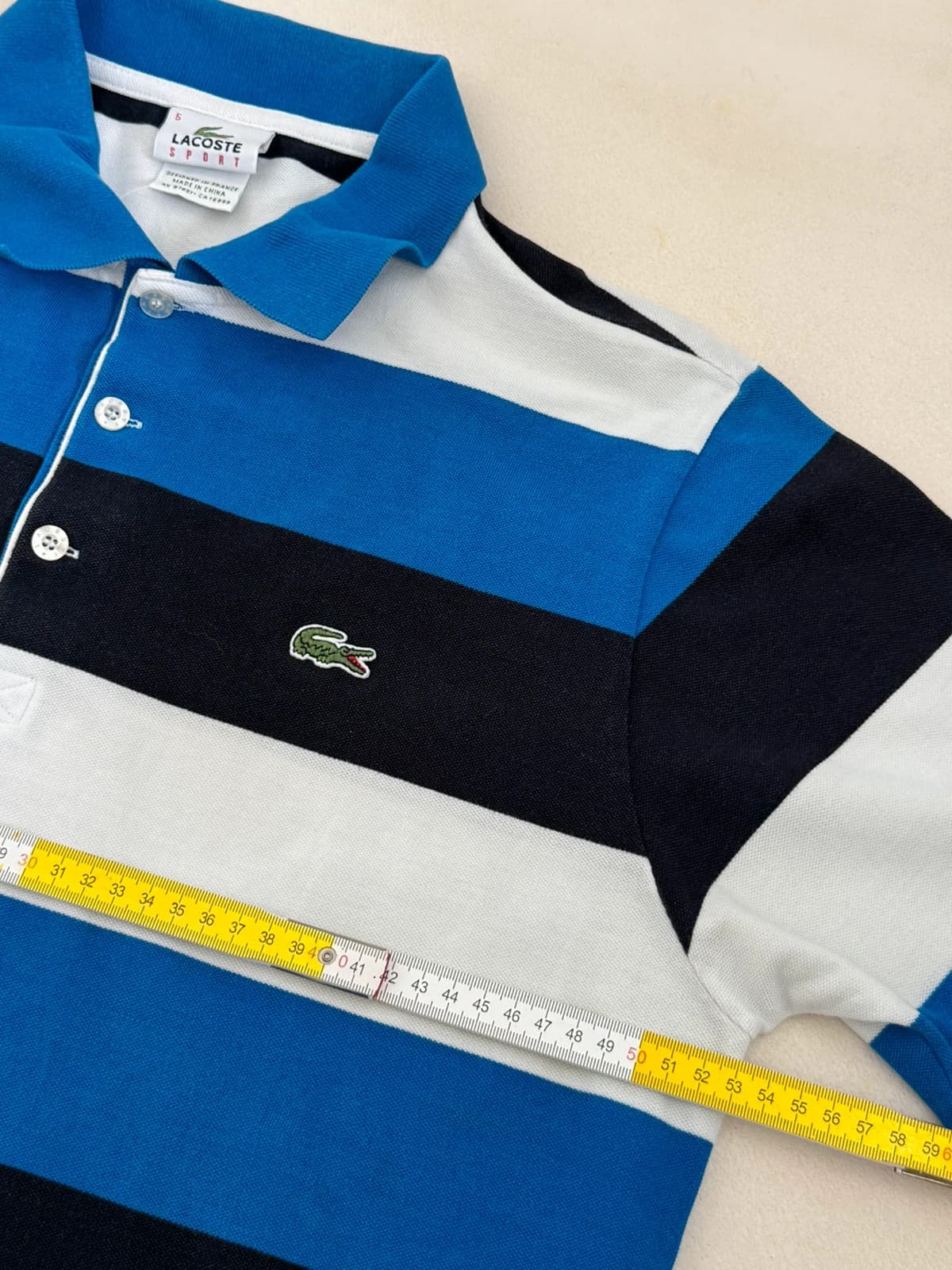 Πικέ πόλο Lacoste Sport ριγέ μπλε λευκό μαύρο, μέγεθος 5/L - PP2603289 - Φωτογραφία 8/9