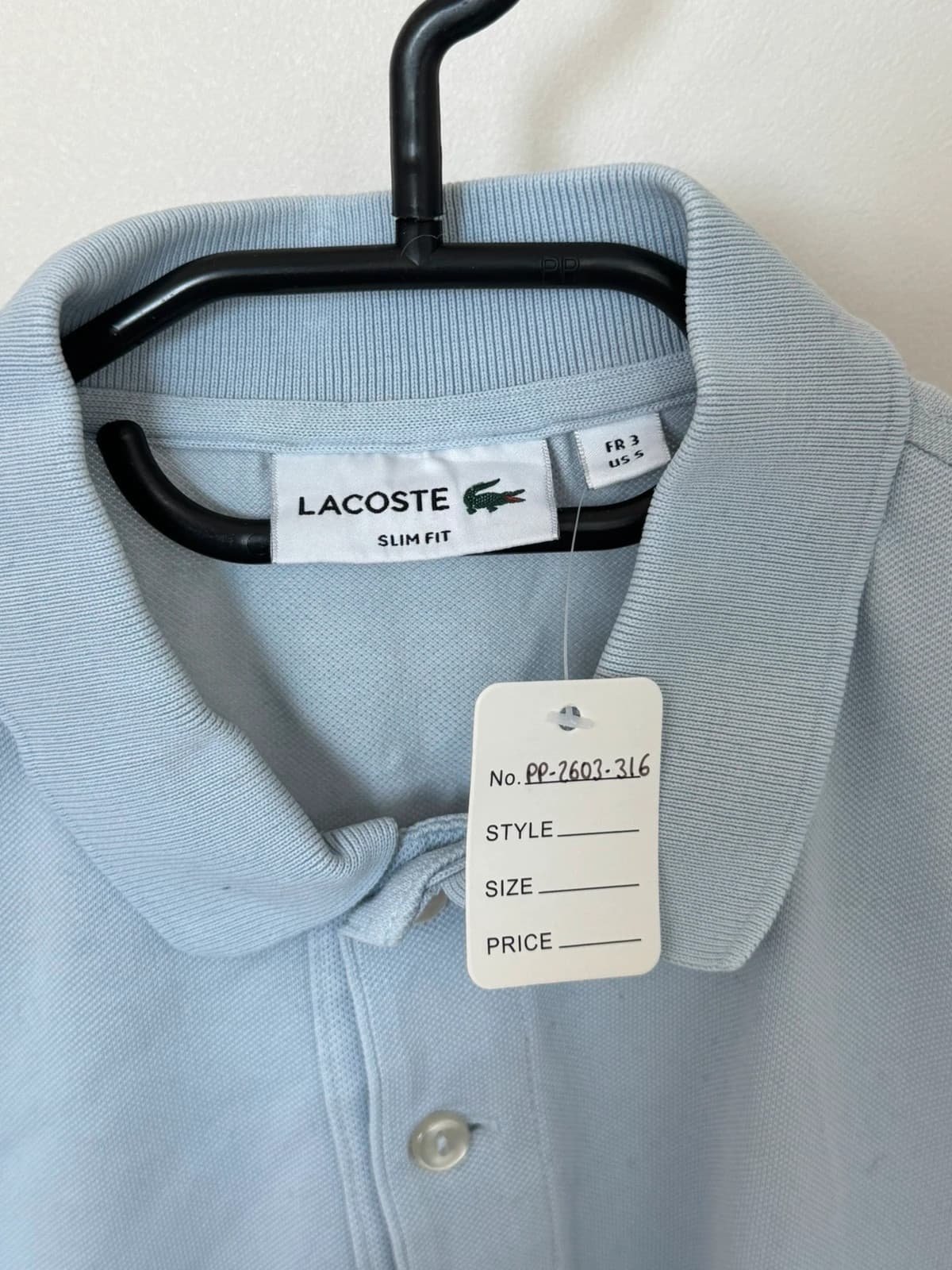 Πόλο πικέ στενής γραμμής Lacoste γαλάζιο ανοιχτό με ασημένιο λογότυπο, μέγεθος 3/S - PP2603316 - Φωτογραφία 7/9