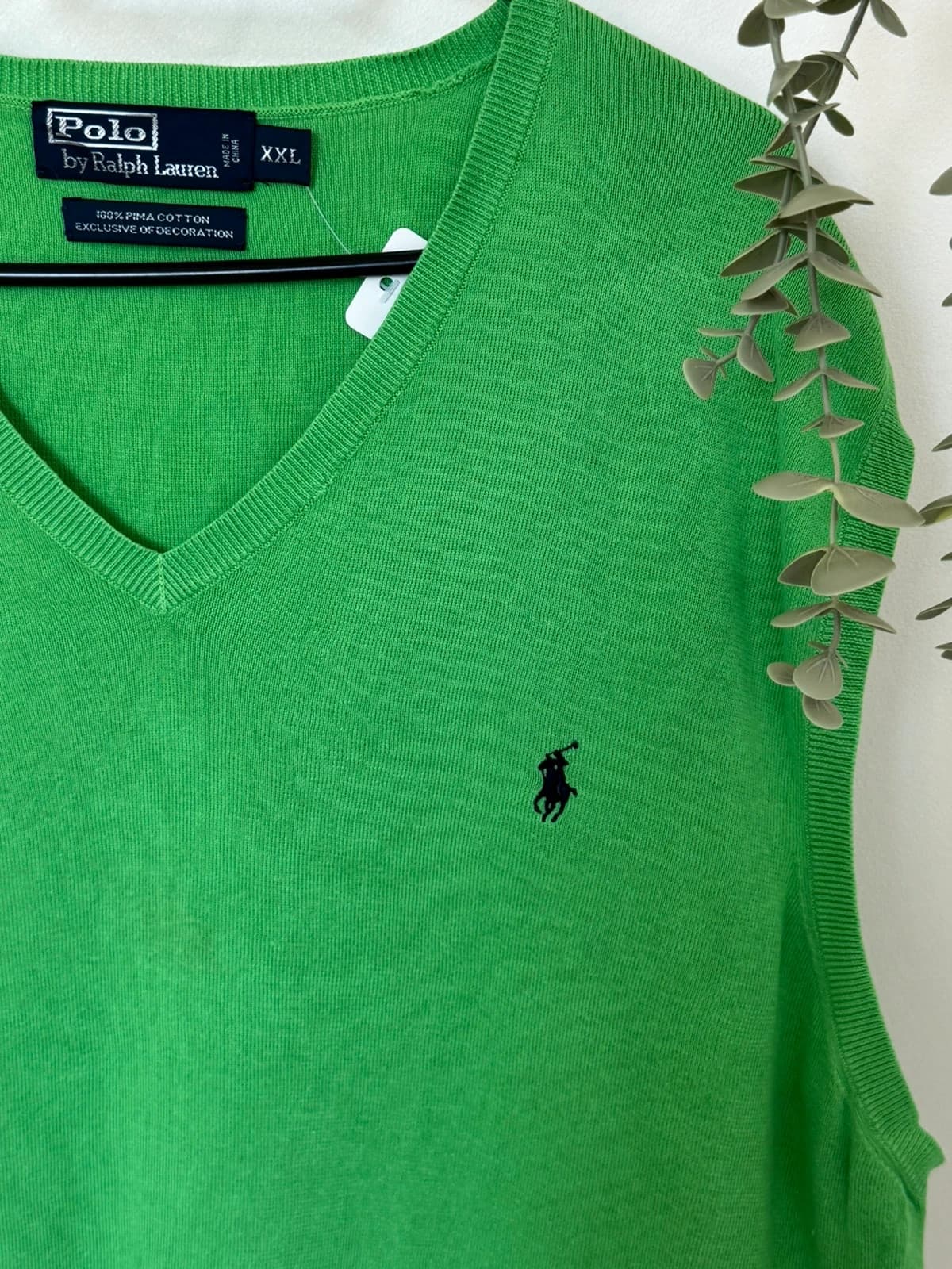 Pulover fără mâneci Ralph Lauren verde din bumbac pima, mărimea XXL - PP2603246 - Fotografia 3/8