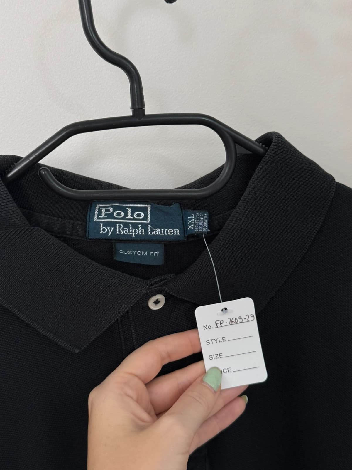 Piké polo ilgomis rankovėmis custom fit Ralph Lauren juodas, dydis XXL - FP260929 – nuotrauka 3/11