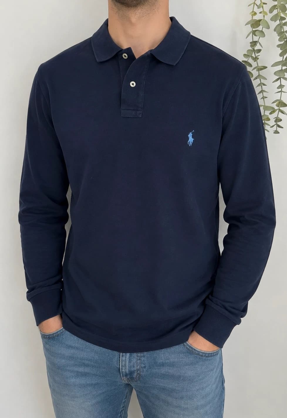 Piké polo ilgomis rankovėmis slim fit Ralph Lauren tamsiai mėlynas, dydis XL - FP260920 – nuotrauka 1/10