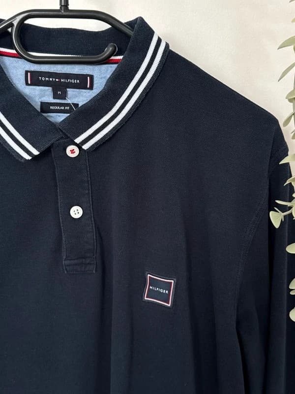 Polo piqué manches longues Tommy Hilfiger bleu marine regular fit taille M - DN26082 - Photo 4/9