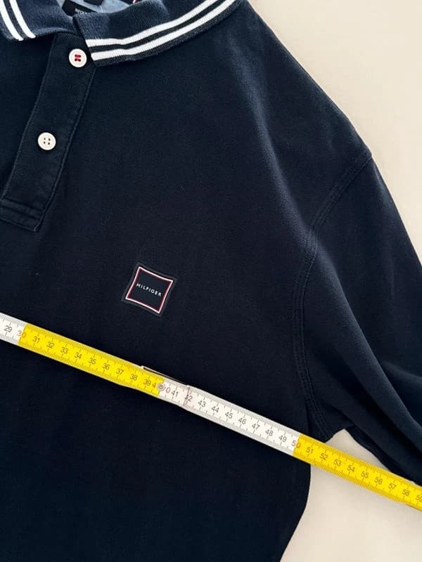 Polo piqué manches longues Tommy Hilfiger bleu marine regular fit taille M - DN26082 - Photo 8/9