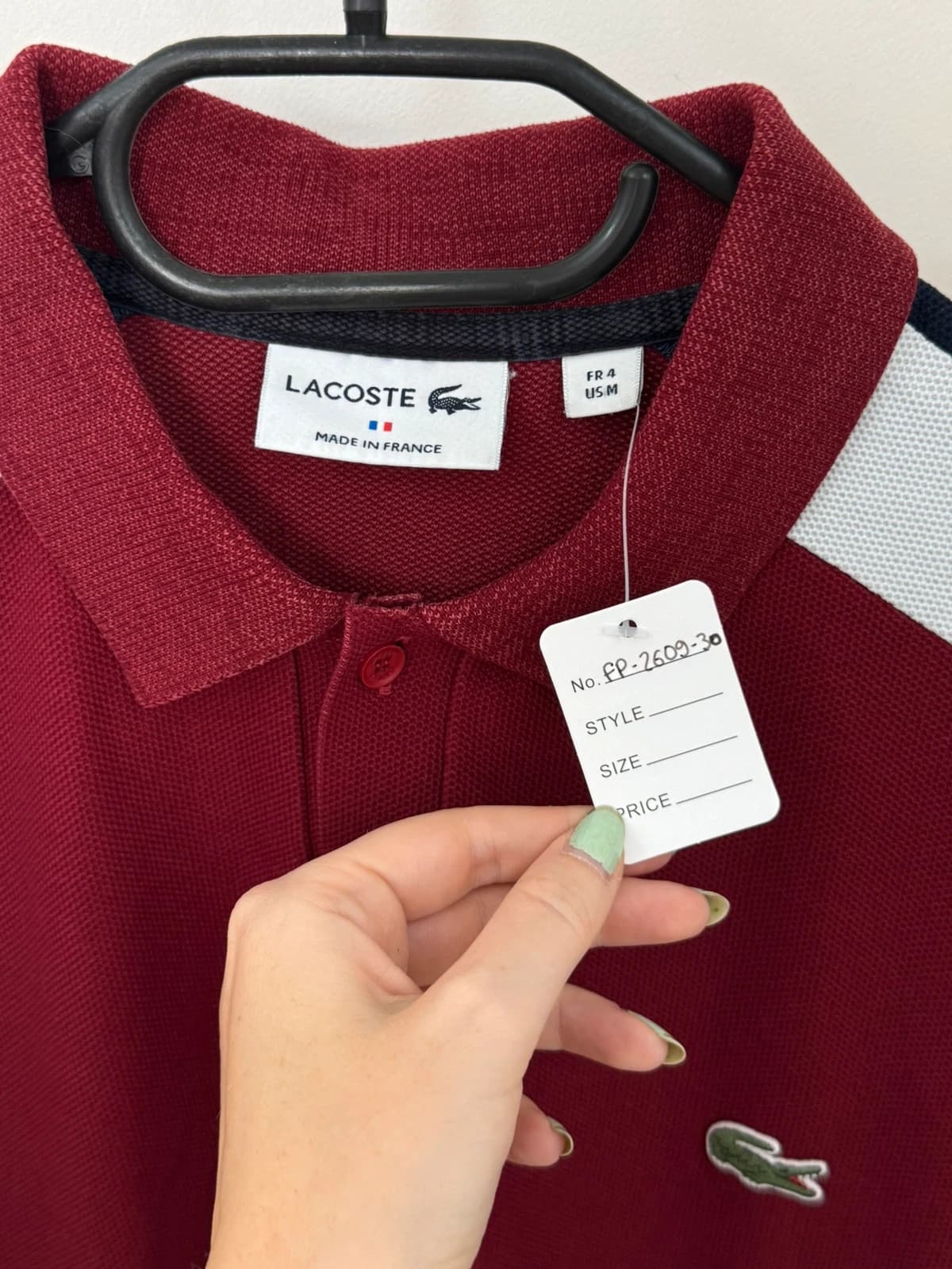 Polo piqué Lacoste manches longues bordeaux taille 4/M - FP260930 - Photo 3/8