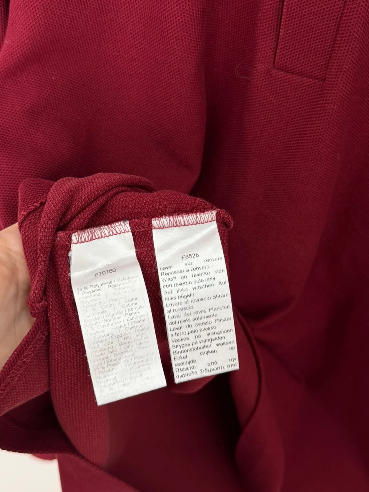 Polo piqué Lacoste manches longues bordeaux taille 4/M - FP260930 - Photo 6/8