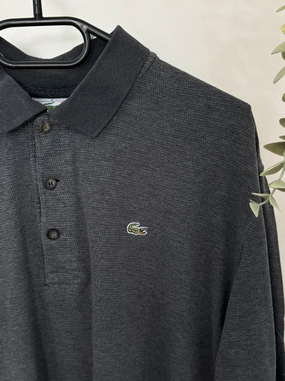 Polo piqué texturé Lacoste gris anthracite chiné manches longues taille 5/L - FP260936 - Photo 3/10