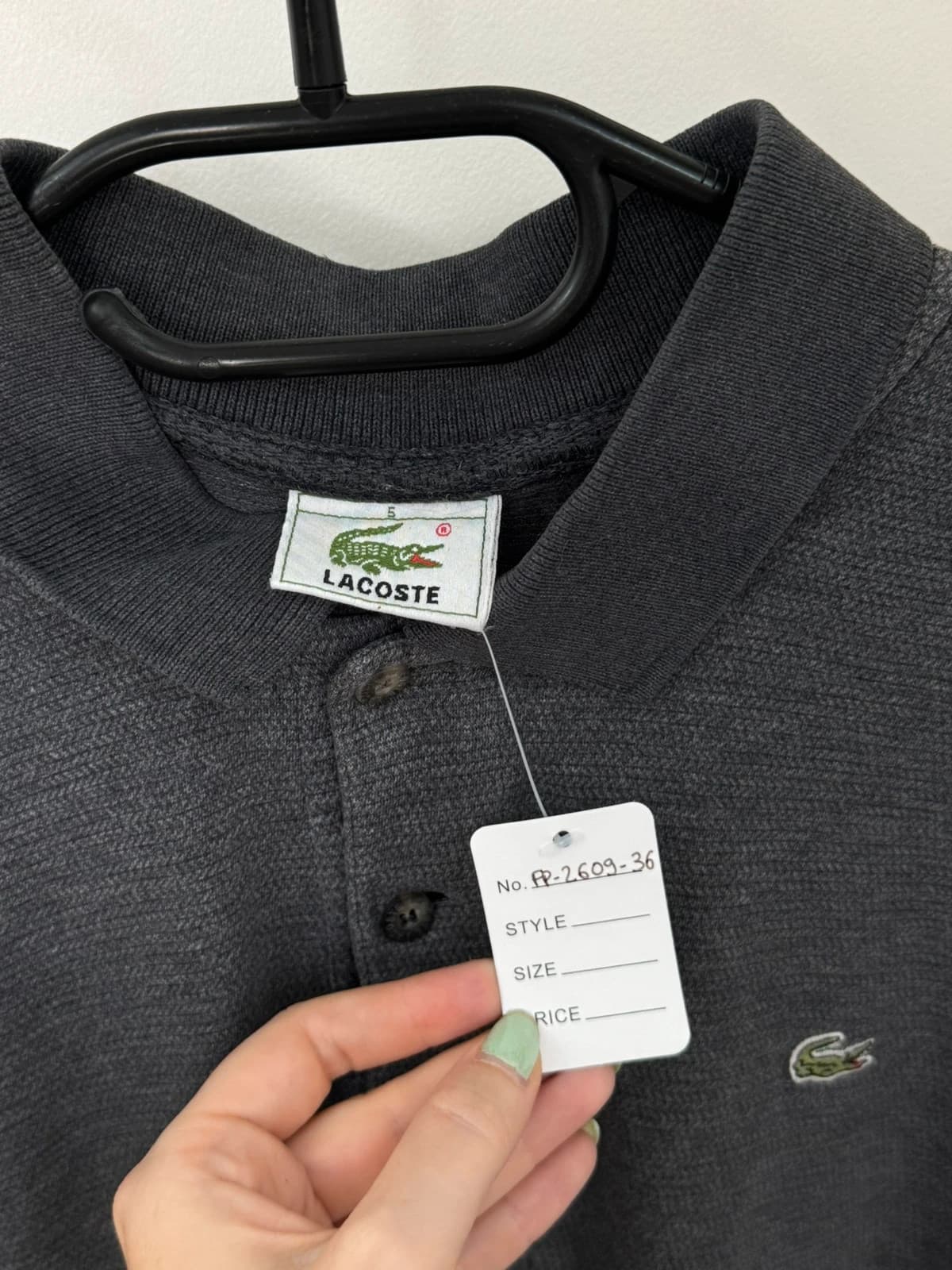 Polo piqué texturé Lacoste gris anthracite chiné manches longues taille 5/L - FP260936 - Photo 6/10