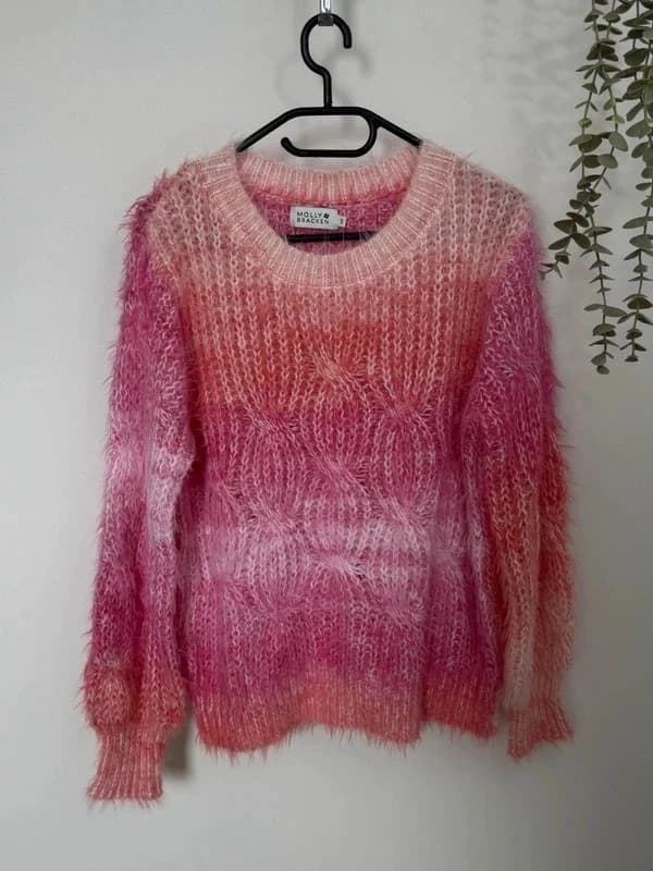 Molly Bracken fluffy twisted knit fuchsia pink coral size S - BR2609114 – fotka 2/7
