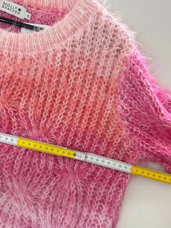 Molly Bracken fluffy twisted knit fuchsia pink coral size S - BR2609114 – fotka 6/7