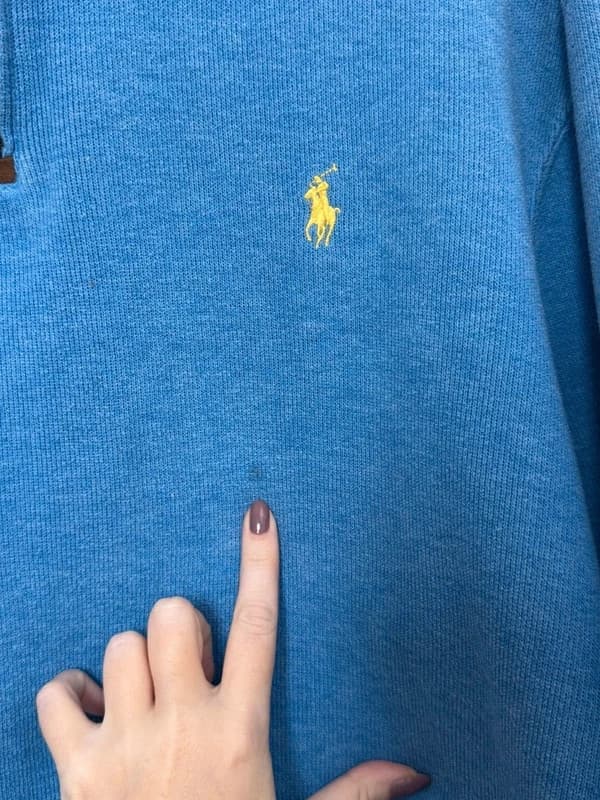 Pull half zip col camionneur Polo Ralph Lauren bleu ciel logo jaune taille XL - BR2609126 - Photo 6/12
