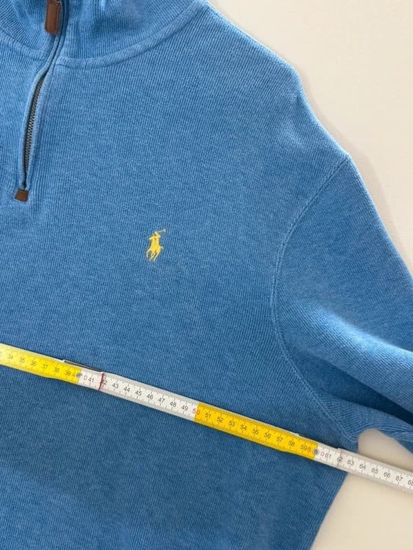 Pull half zip col camionneur Polo Ralph Lauren bleu ciel logo jaune taille XL - BR2609126 - Photo 9/12