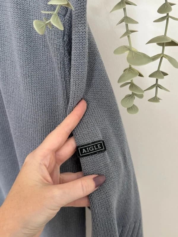 Pull col camionneur demi zip Aigle gris bleuté 100 % coton taille M - DN260918 - Photo 4/9