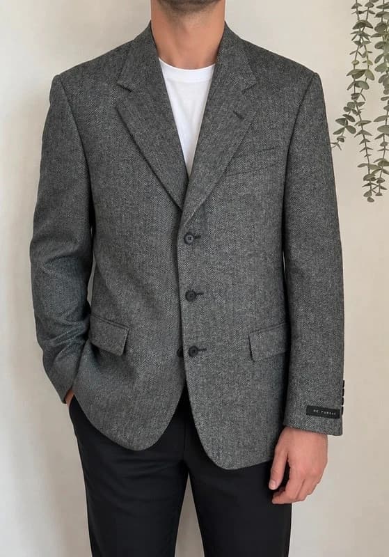 Blazer De Fursac gris anthracite chevrons laine taille 50/L - BR2609123 - Photo 1/11