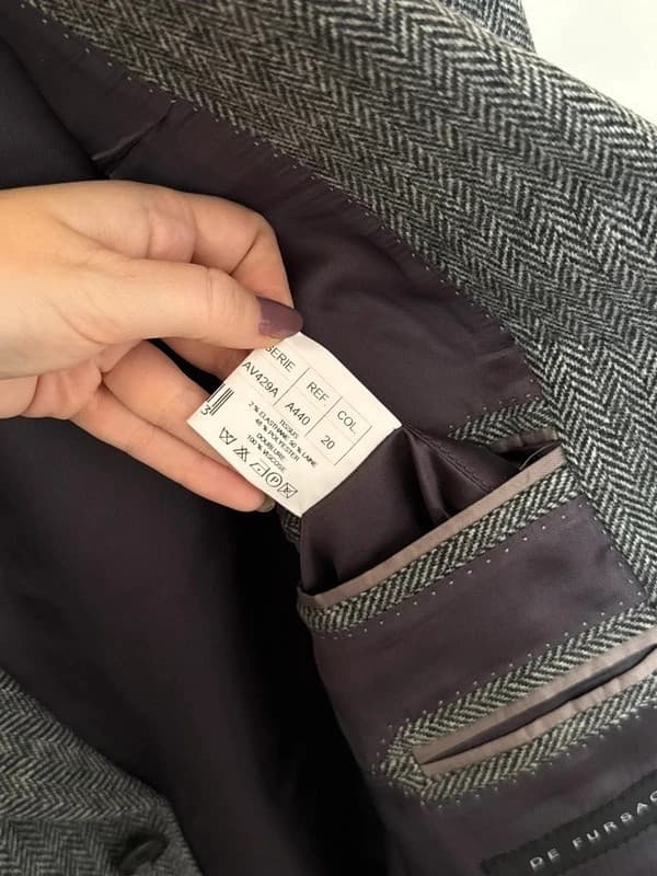 Blazer De Fursac gris anthracite chevrons laine taille 50/L - BR2609123 - Photo 7/11