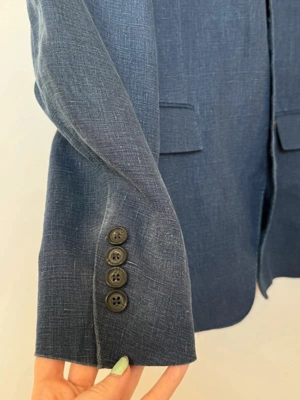 Blazer Polo Ralph Lauren bleu chiné 100 % lin Made in Italy taille 40R-M/L - FP260963 - Photo 7/11
