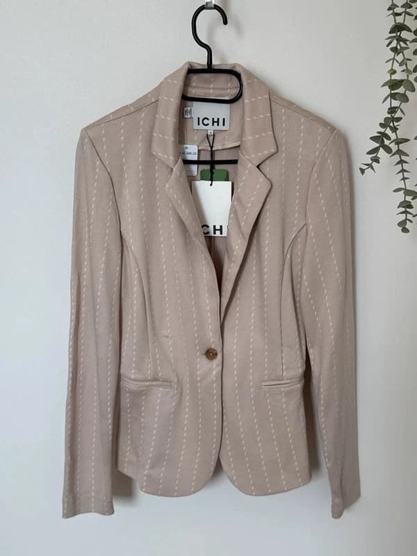 Blazer ICHI Ihruti beige pink striped with cream stripes size S - V62609155 – fotka 2/10