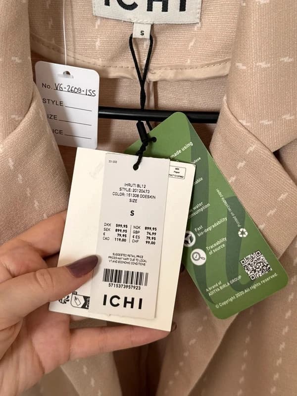 Blazer ICHI Ihruti beige pink striped with cream stripes size S - V62609155 – fotka 3/10