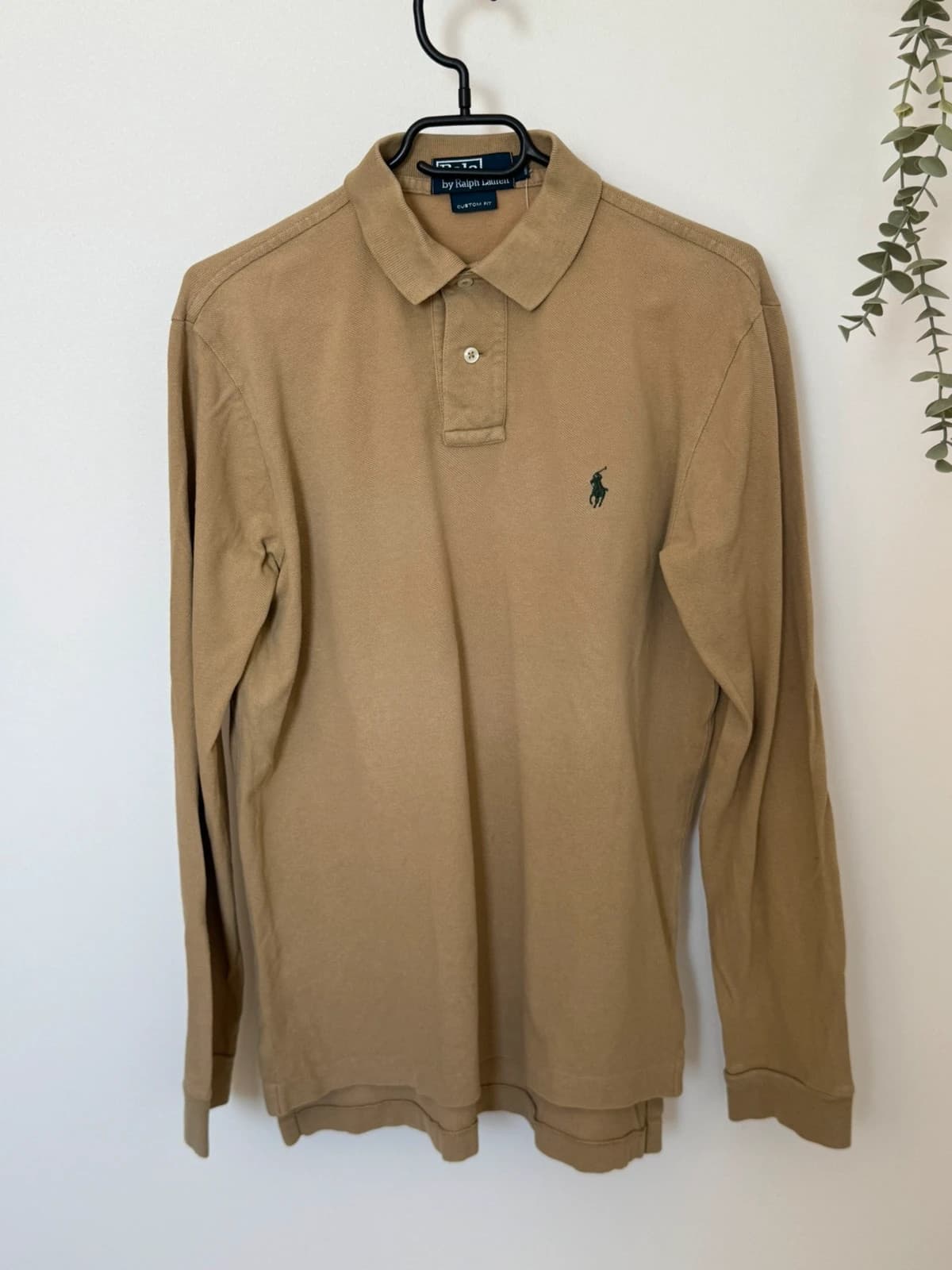Polo Ralph Lauren piqué long sleeves beige camel custom fit size S - FP260927 – fotka 2/8