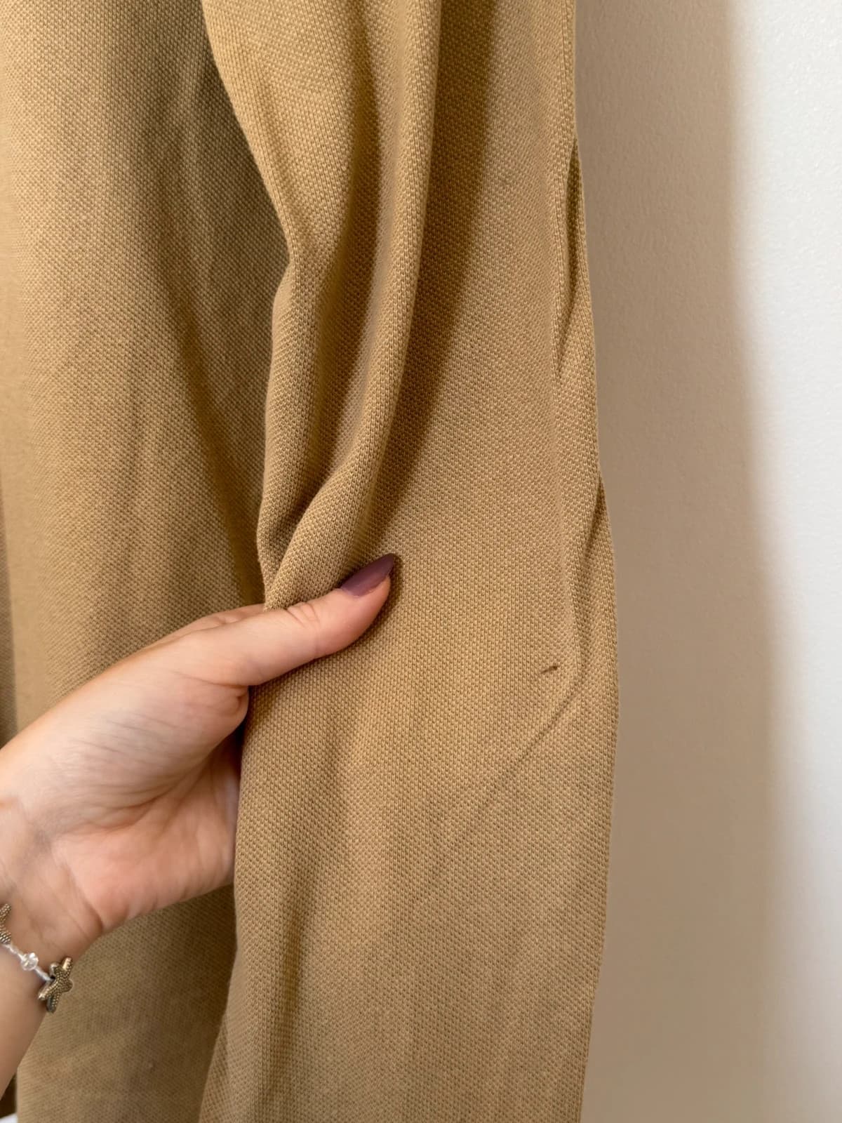 Polo Ralph Lauren piqué long sleeves beige camel custom fit size S - FP260927 – fotka 6/8