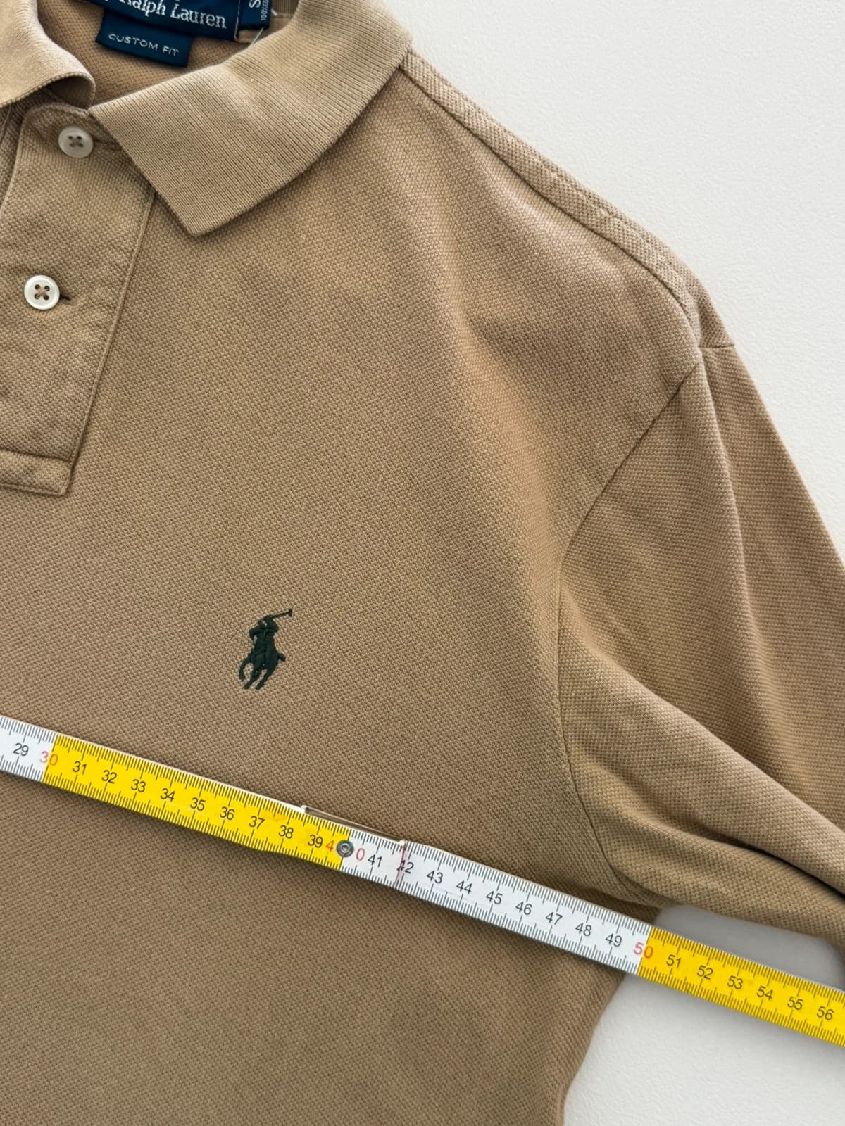 Polo Ralph Lauren piqué long sleeves beige camel custom fit size S - FP260927 – fotka 7/8