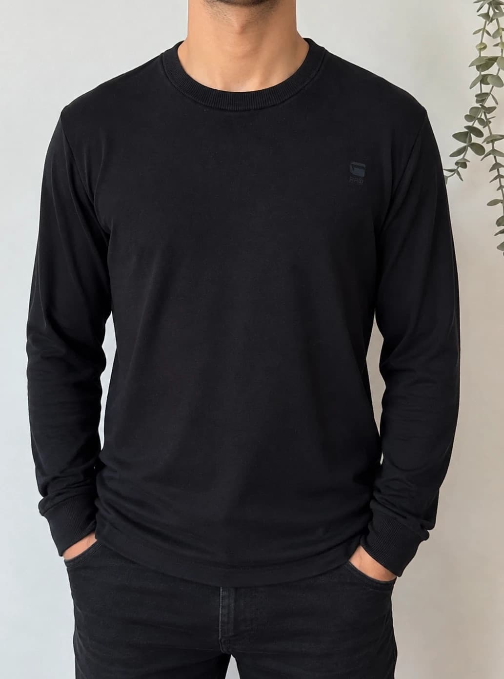 Pull col rond G-Star Raw Minebark noir coton cachemire taille L - BR2609137 - Photo 1/9