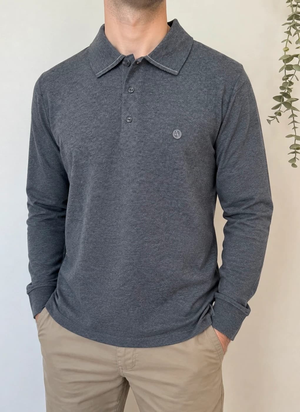 Polo manches longues Aigle gris anthracite chiné taille L - BR2609135 - Photo 1/8