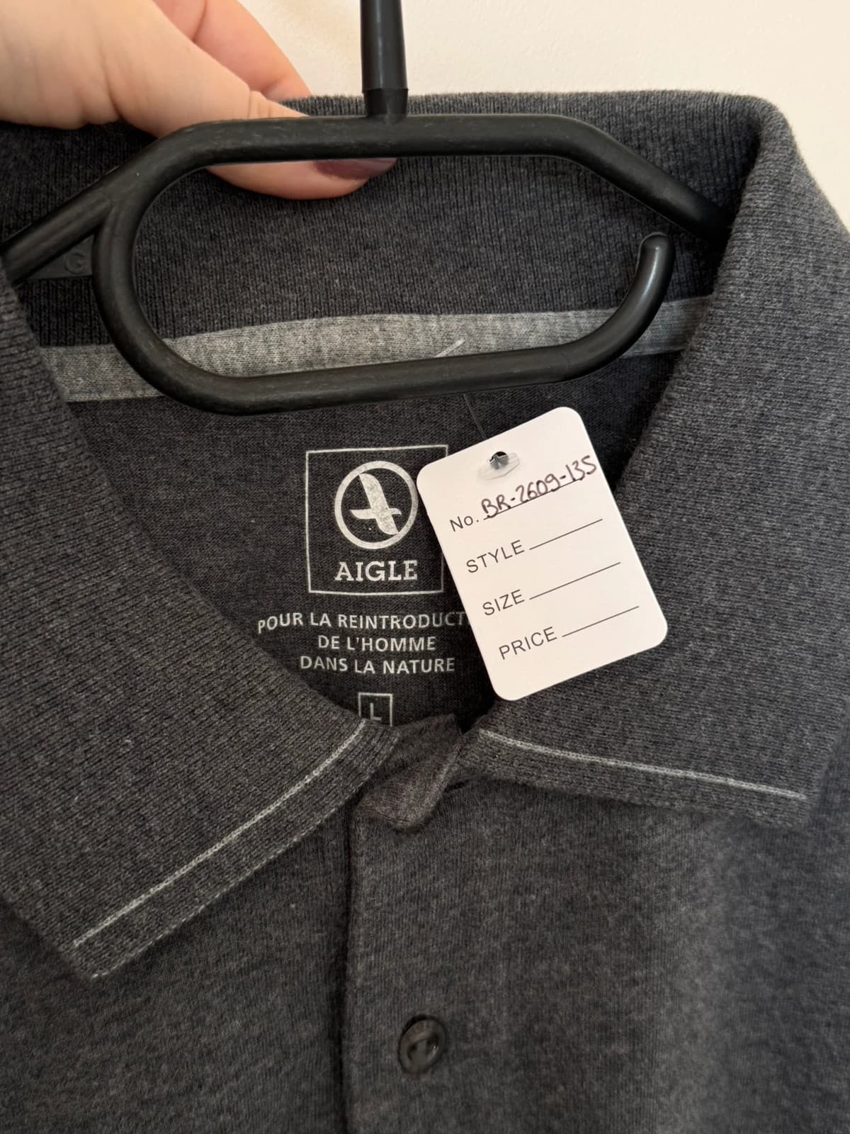 Polo manches longues Aigle gris anthracite chiné taille L - BR2609135 - Photo 3/8