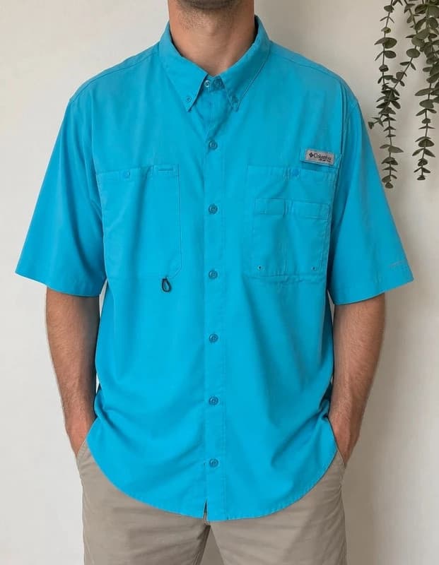 Chemise de pêche Columbia PFG Omni Shade bleu turquoise taille XL - FP260994 - Photo 1/12